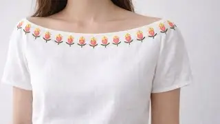 Boat Neck Embroidery Border | Hand Embroidery Flowers#neckline