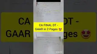 CA FINAL DT - GAAR in 2 Pages 🤩 #cafinal #summary #dt #incometax #directtax #GAAR