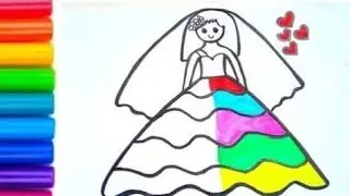 Colorful 🌈 Bride Drawing For Kids | How To Draw Bride Drawing And Coloring | Kids And Toddlers