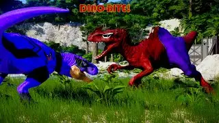 Epic Dinosaur Battle: Green Goblin Tyrannosaurus vs Blue V-REX &ndash; Jurassic World Evolution!