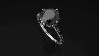 Double Hidden Halo Black Diamond Engagement Ring - Angelina