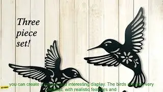 1005005908893224 3pcs Black Metal Bird Hummingbird Wall Decor 10 2in Wrought Iron Hollo