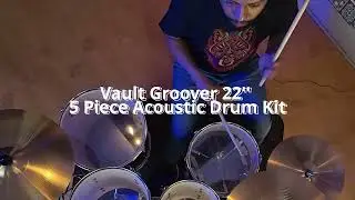 Best Drum Set for Beginners, Vault Groover 5-Piece Acoustic Drum Kit with Hardware, Cymbals & Throne