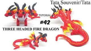 (Free) How to Beads Three Headed Fire Dragon Part 42/ Beading Tutorial Dragon