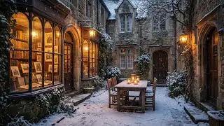 Snowy Gothic Courtyard Caf&eacute; ☕ Dark Academia & Sad Melodies Music for Reading, Reflection and Focus