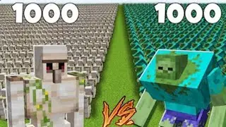 48 Zombie Vs 10 Iron Golame In Minecraft |