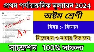 Class 8 Science  1st unit test suggestion 2024. Class 8 1st unit test question paper 2024.