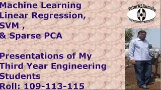Machine Learning: Linear Regression, SVM, Sparse PCA