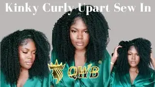 NO LACE! MOST NATURAL & REALISTIC KINKY CURLY SEW IN UPART WIG Queen Weave Beauty