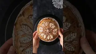 Leaf star sourdough bread #sourdough #bread  #scoring #stencil #baking #breadscoring