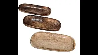 collectiblesBuy Set Of 3 Handmade Rectangular Rustic Solid Wooden Serving Platter Trays