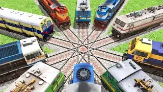 10 TRAINS CROSSING EACH OTHER ON BUMPY DIAMOND RAILROAD CROSSING - Train Simulator 2022 #railroad