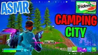 ASMR Gaming 😴 Fortnite Camping City! Relaxing Gum Chewing 🎮🎧 Controller Sounds + Whispering 💤