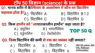 Top 50 Science GK Questions | Biology + Physics + Chemistry MCQ | Competitive Exams 2026