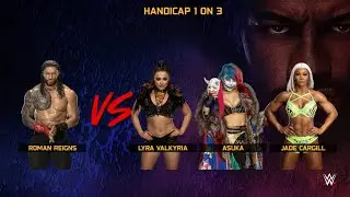 wwe 2k25 NETFLIX mobile / handicap 1on3 / roman Reigns/ lyra valkyria/asuka/ jade cargill