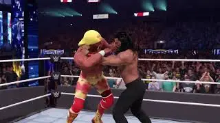 Roman reigns vs Hulk Hogan Epic Match wwe2k25 AI vs AI Realistic Sliders