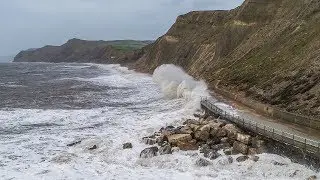 Huge storm waves at West Bay in Dorset - 04 Jan 2018