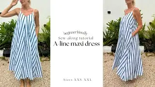 A-line floaty maxi dress sewing pattern | Beginner friendly sew-along tutorial