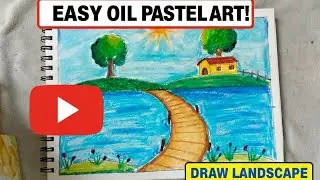 Step by step easy landscape drawing using camel 🐪 oil pastels #youtube  #drawing 