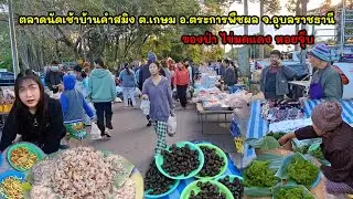 ตลาดนัดเช้าบ้านคำสมิง อ.ตระการพืชผล จ.อุบลราชธานี ไข่มดแดง เทา หอยเดื่อ #ของป่า #ไข่มดแดง