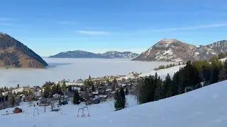 Walking Above the Clouds ❄️ POV Winter Easy Hike in Wirzweli, Switzerland (No Music)