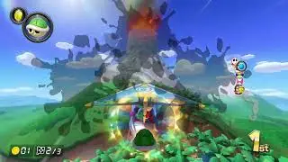 Mario Kart 8 Deluxe Blue Yoshi Gameplay (150cc Mirror Mode) on DLC DK Mountain