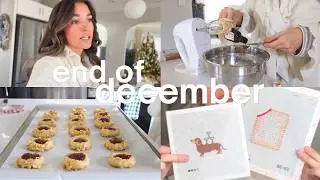cozy end of year vlog 🦌 cooking, needlepoint & snow days