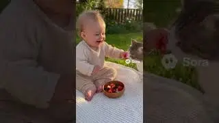 Когда ты щедрый, а кот не впечатлён! #baby #cute #cat #funny