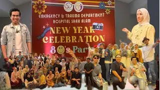 Retro new year celebration emergency and trauma department