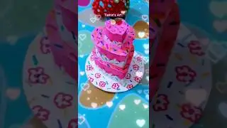 3D Paper Birthday Cake🎂😋💗 #tushinsart #craft #papercraft #papercake #3dcraft #3d #cute #cake #shorts