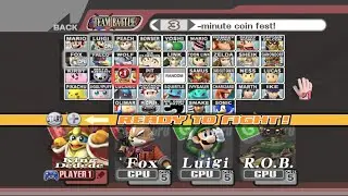 King Dedede & Fox VS Luigi & R.O.B | 3 Min Coin | Super Smash Bros Brawl Fight 238