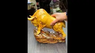 The production of golden nanmu and the lucky piece with the image of strong bull #handicraftsman# t