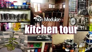 என் புது வீட்டு சமையல் அறை/New house kitchen tour/Non modular kitchen organization idea's intamil