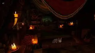 Rain Sound Skyrim Game | Cozy Bed, Sleep, Relax, Cat | No Thunder