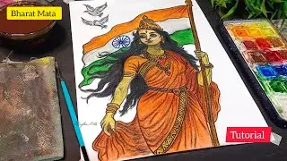 Bharat Mata Watercolor Painting | Independence day Drawing | Bharat Mata Drawing 😍