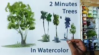 Paint Watercolor Trees in 2 Minutes | Quick & Easy Tree Sketching for Beginners