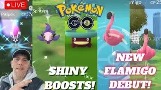 ✨️Shiny Boosted Pokémon Hunt, New Flamigo Debut And MORE In Pokémon Go!✨️LIVE!!