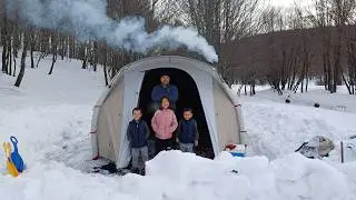 YOĞUN KARDA SICAK SOBALI KAMP | CAMPİNG WİTH HOT STOVE İN HEAVY SNOW