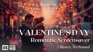 4K Valentine's Day Love Screensaver | Hearts and Love with Couple in Street | 3 Hours No Music