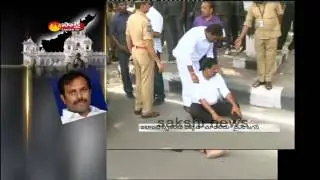 YSRCP Leaders Protest at Assembly Gandhi statue