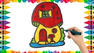 Как нарисовать милый рождественский домик. Рисование, раскрашивание и живопись для детей и малыше...