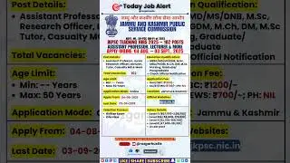 JKPSC Teaching Recruitment 2025 &ndash; 102 Posts | Professor & Lecturer | #jkpsc #govtjobs #shorts #job