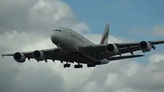 Emirates Airbus 380-800 A6-EOJ Landing London Heathrow 27R