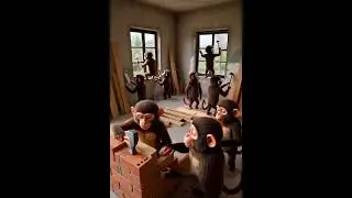 The monkeys are building their house #asmr #building #construction #shorts