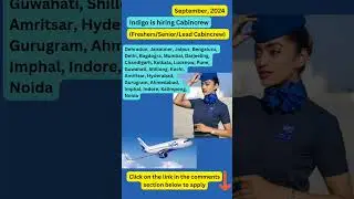 Indigo is hiring Cabincrew | September, 2024 | India | hurry apply now #aviation #indigo #cabincrew
