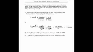 dim analy story problem ex