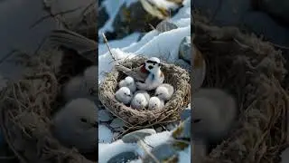 Snow Bunting Nest Hidden Among Tundra Rocks #nature #birds #birdnest #wildlife #aiart #animals