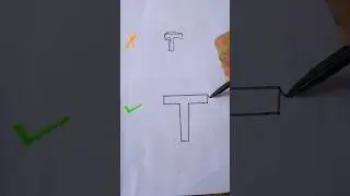 How to draw 3D letter T easy step by step #art #3d #3dart #easydrawing #howtodraw