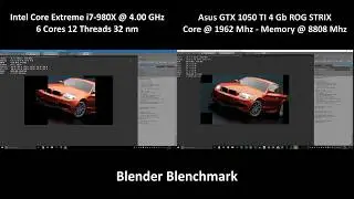 i7-980X @ 4.00 GHz VS GTX 1050 TI STRIX OC | Blender Blenchmark Rendering | 1080p60