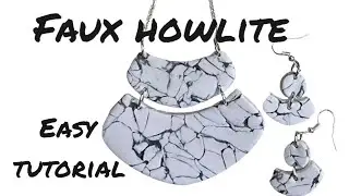 Learn how to create faux howlite gemstone easy, using polymer clay, liquid clay & cutters - tutorial